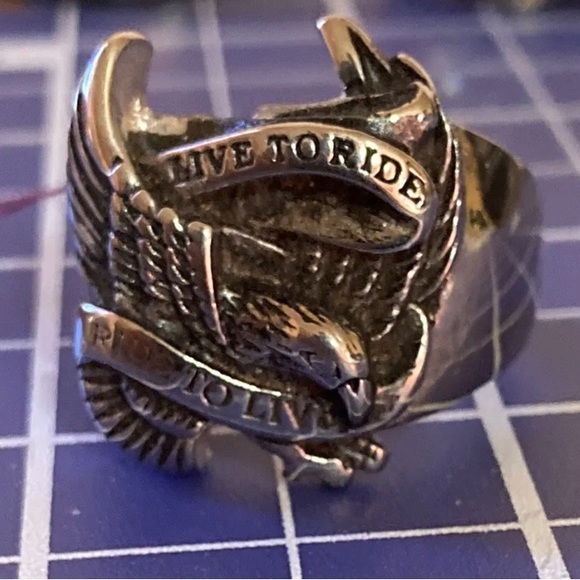 Eagle Ring . Mens Stainless Steel Gothic MC Biker Eagle Ring Men Size 10 - Picture 3 of 5